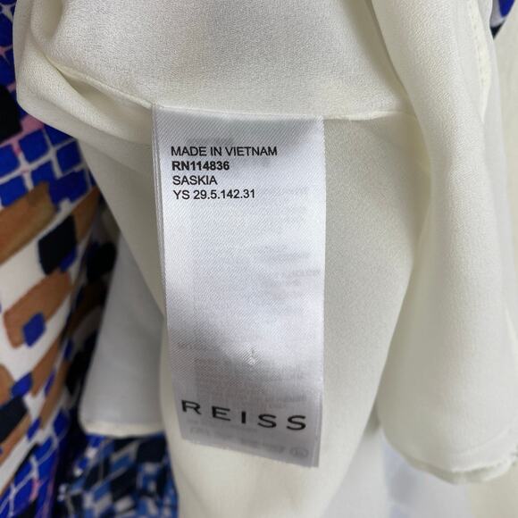 Reiss Saskia Sleeveless Shift Dress Size 2 Blue Abstract Tile - Picture 13 of 16